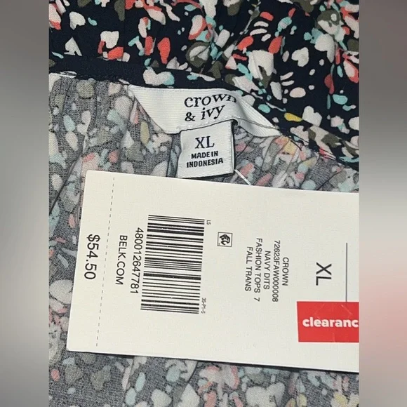 Crown & Ivy Multicolor Sleeveless Top Ruffle Tassels NWT - Picture 5 of 5